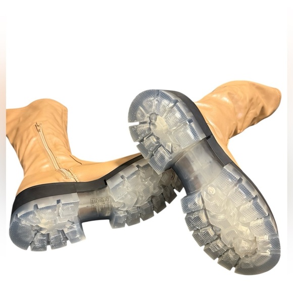 Nasty Gal Ice Sole Faux Leather Tan Boots - Picture 2 of 5